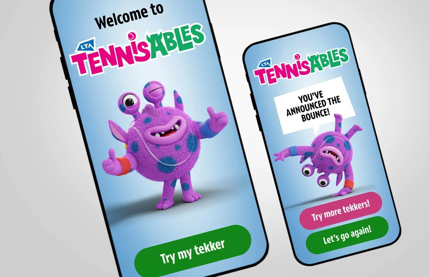 A top down view of the Tennisables on a smartphone device