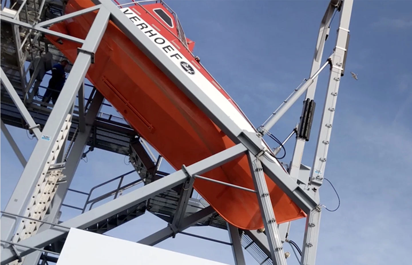 an oil rig escape boat