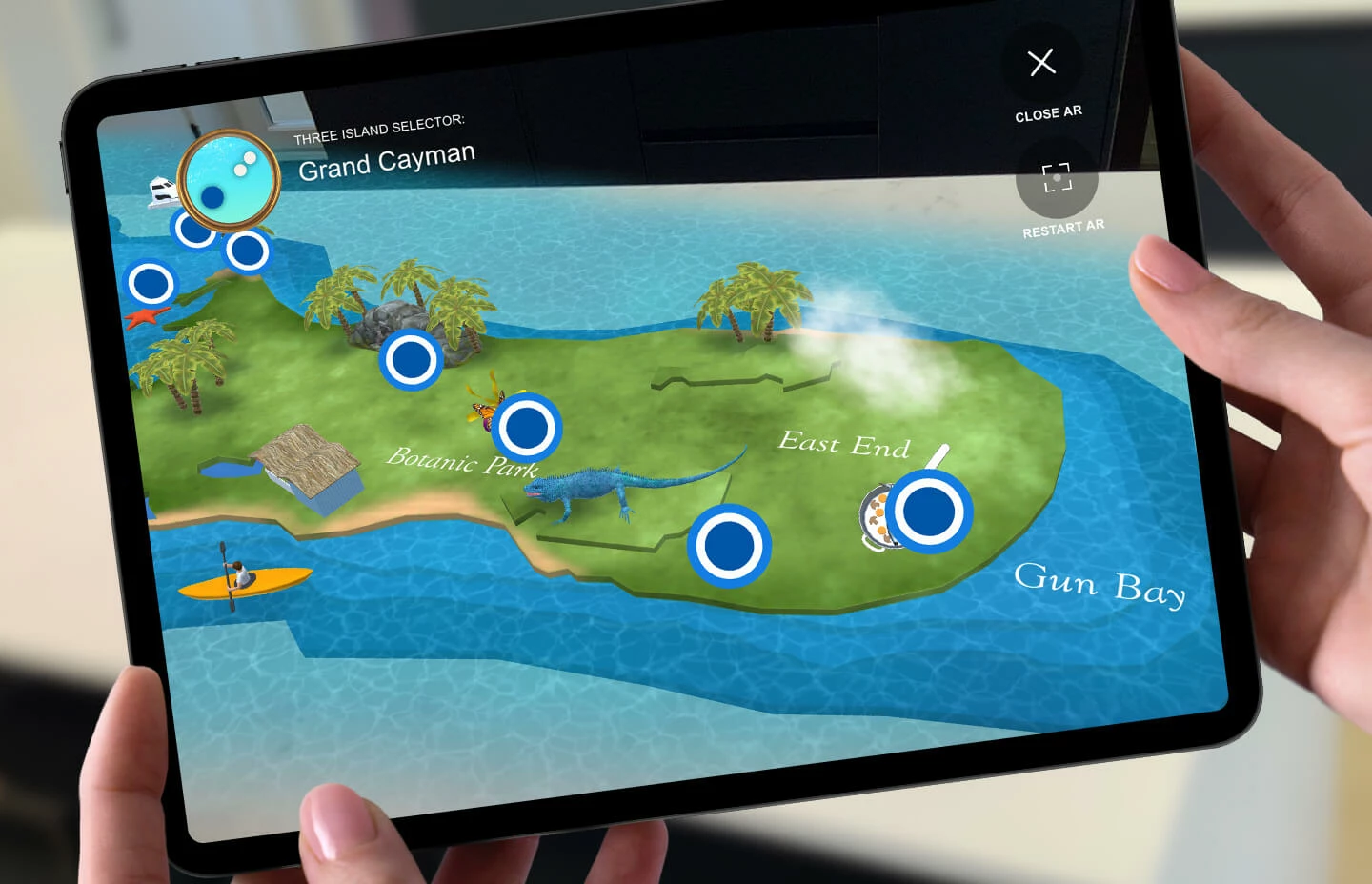 The Cayman Islands AR app in use