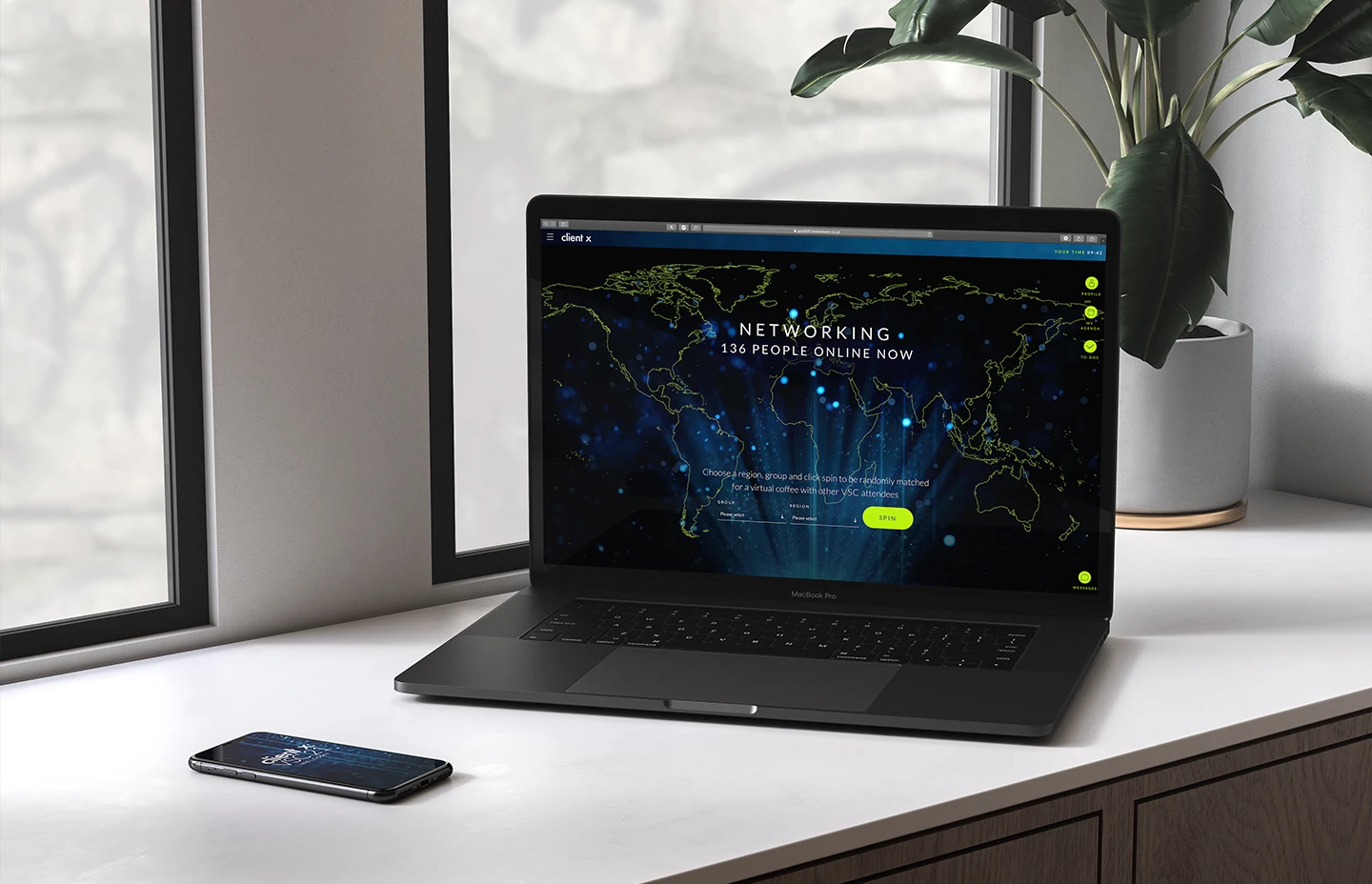 a laptop showing a virtual event