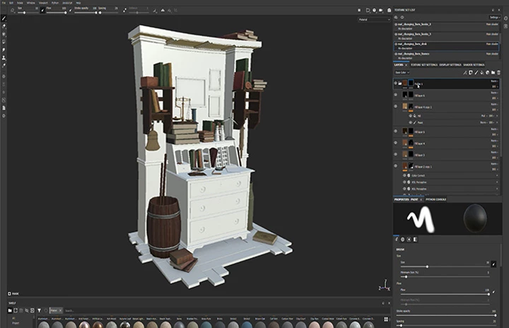 a screenshot of a modeller crafting a office in a ship